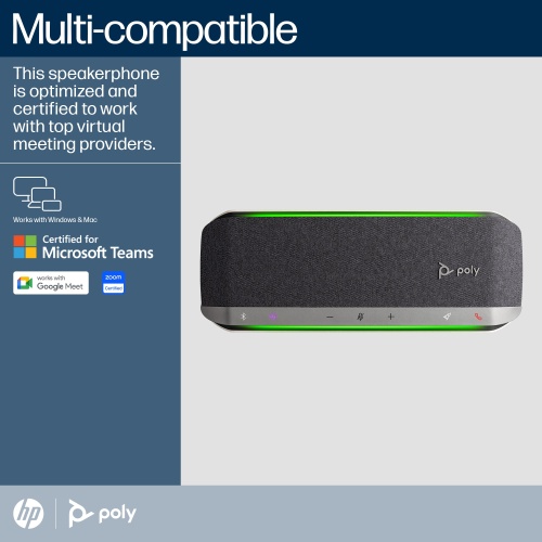 Poly Sync 40 MS Teams Belaidis Konferencinis garsiakalbis, Bluetooth, USB-A/USB-C, Silver