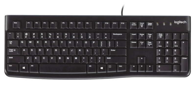 Logitech K120 Laidinė klaviatūra USB-A US Int, Juoda
