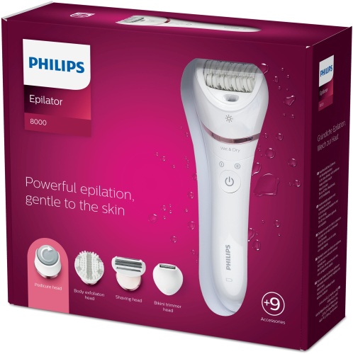 Philips 8000 Series BRE740/10 Epiliatorius, Balta