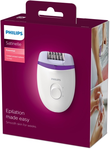 Philips Satinelle Essential BRE225/00 Kompaktiškas laidinis epiliatorius, Violetinė/Balta