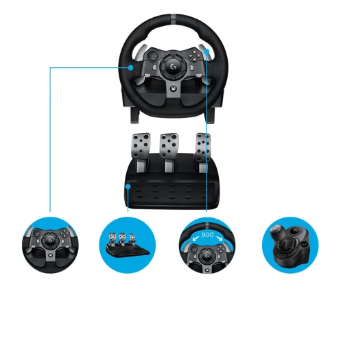 Logitech G920 Driving Force Žaidimų vairas ir pedalai, skirta Xbox Series X|S /Xbox One/PC, Juoda