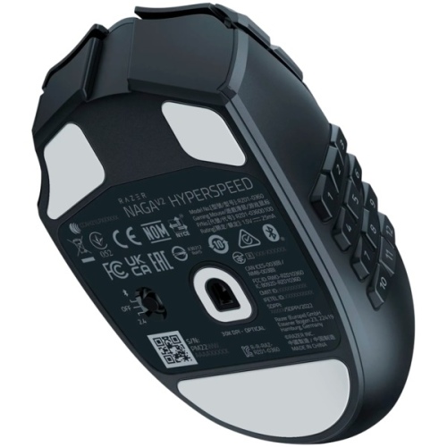 Razer Naga V2 HyperSpeed Belaidė žaidimų pelė RF Wireless+Bluetooth, 30000 DPI, Juoda