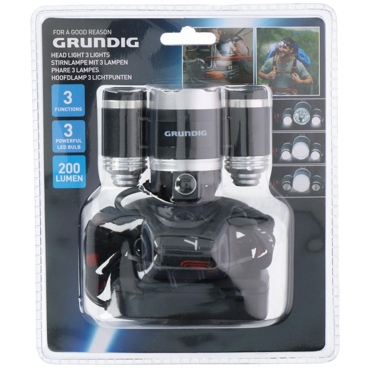Galvos žibintuvėlis Touristic Deluxe 1 Led Ir 2 Cob Grundig