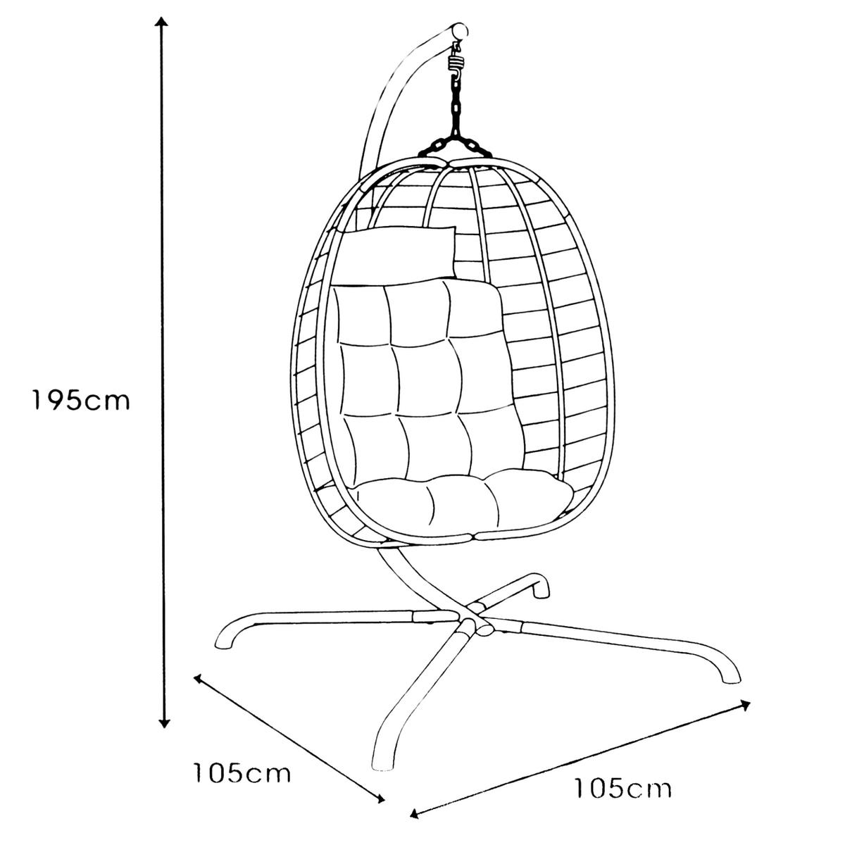 Cocoon Pakabinamas Fotelis Su Rėmu 195 Cm šviesiai Pilkas 120 Kg