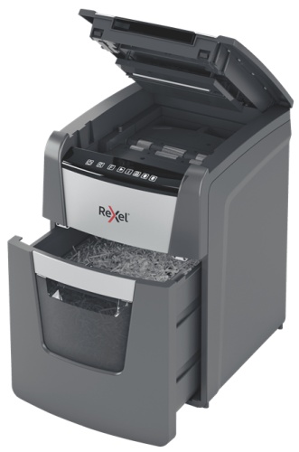 Rexel Optimum AutoFeed+ 100M Dokumentų naikiklis Micro-cut shredding 2x15mm P-5 34L 55dB, Grey/Black