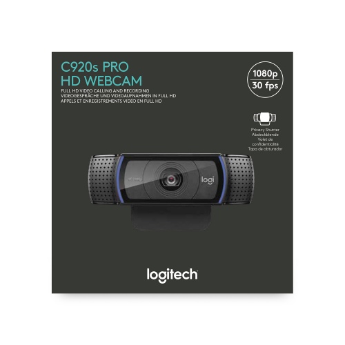 Logitech C920s PRO HD Internetinė kamera FHD 1920x1080, USB-A, Juoda
