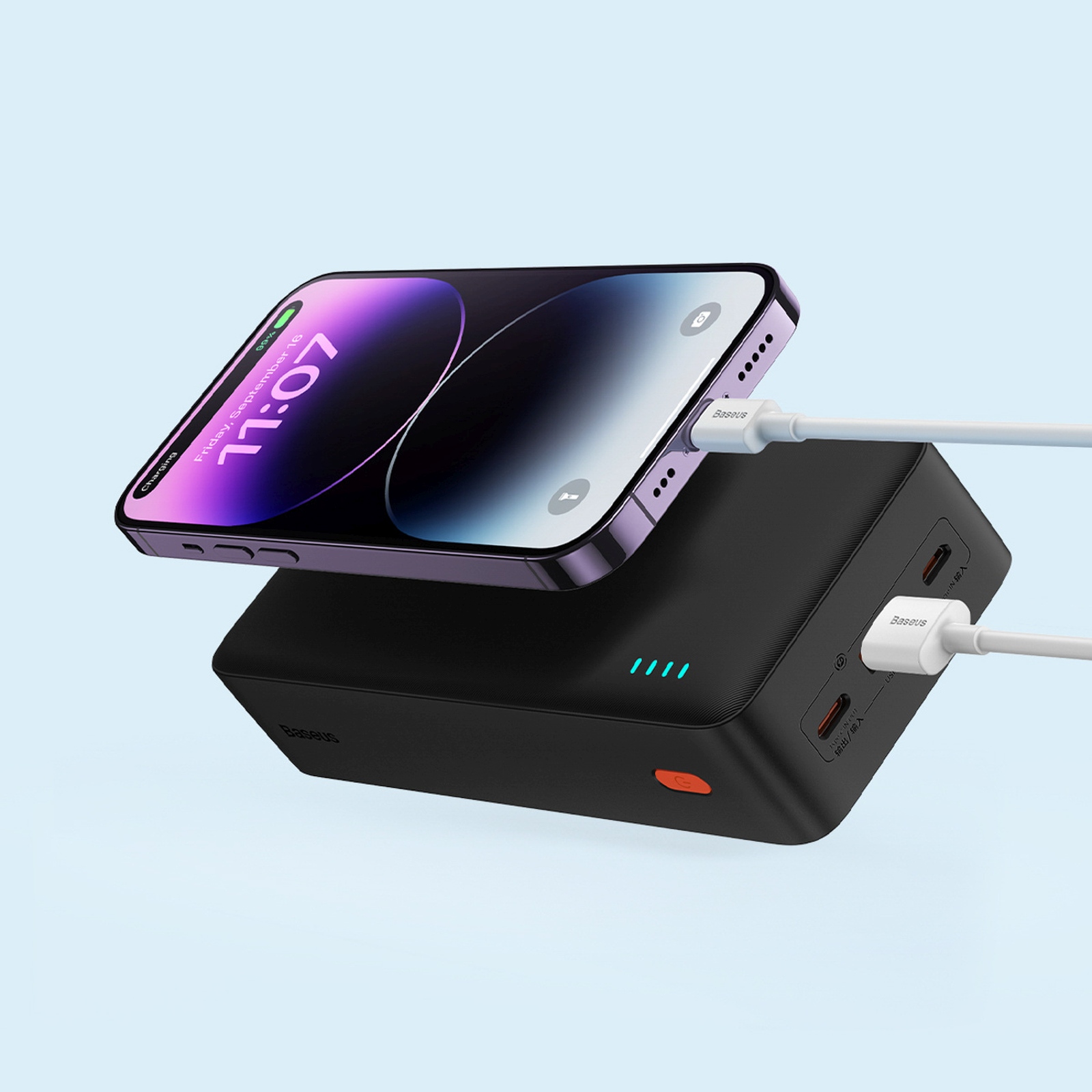 Powerbank 20w 30000mah Usb-a Usb-c "airpow Fast Charge" Su 30 Cm Usb-c Kabeliu - Juodas