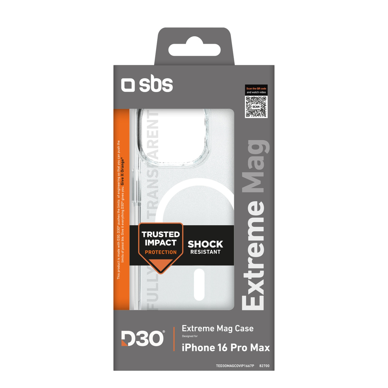 Dėklas "iphone 16 Pro Max Extreme Mag D3o Magsafe" - Skaidrus
