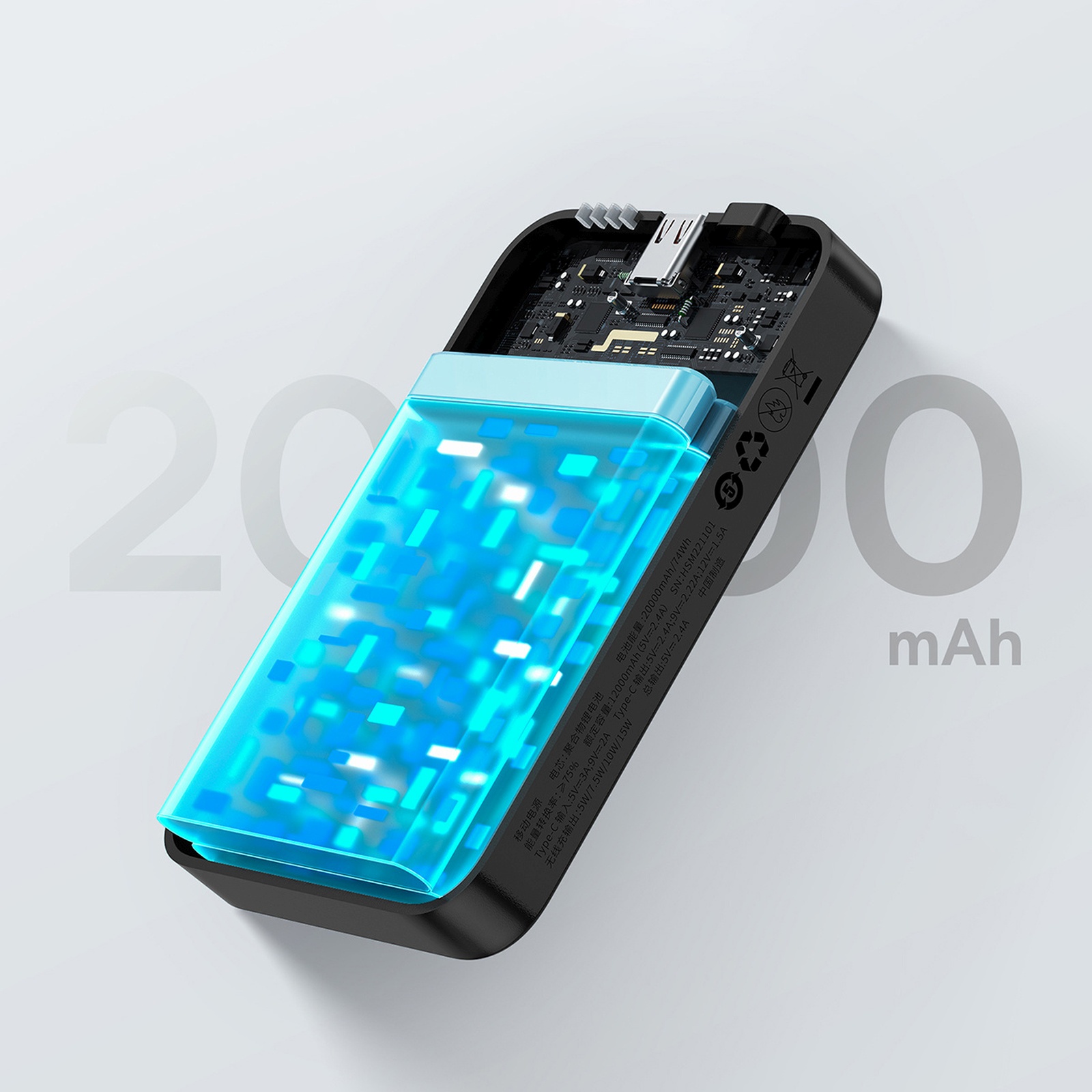 Magnetinis 20000mah 20w "enerfill Fm41" Maitinimo Blokas Su Usb-c 30 Cm Kabeliu - Juodas