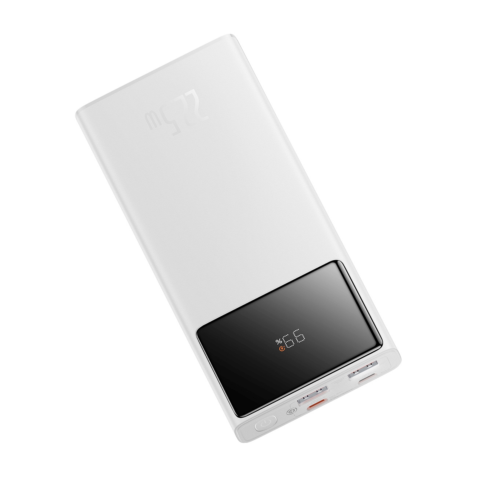 Powerbank 10000mah Usb-a Usb-c Su Ekrano Kabeliu 22,5w - Baltas