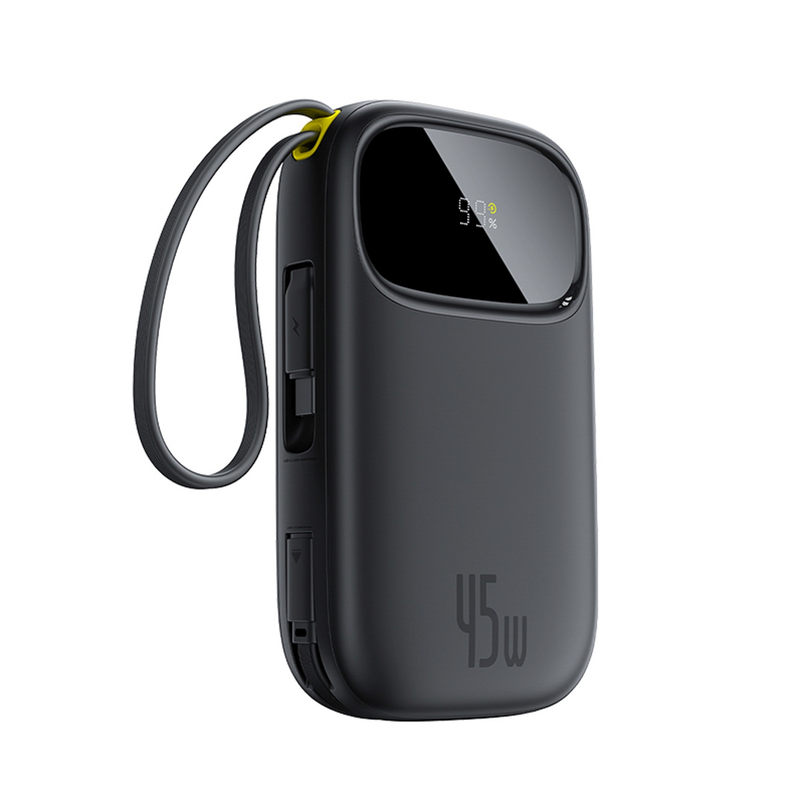 Powerbank 20000mah Usb-a Usb-c Su Ekranu Ir 2 Integruotais Laidais 45w - Juodas