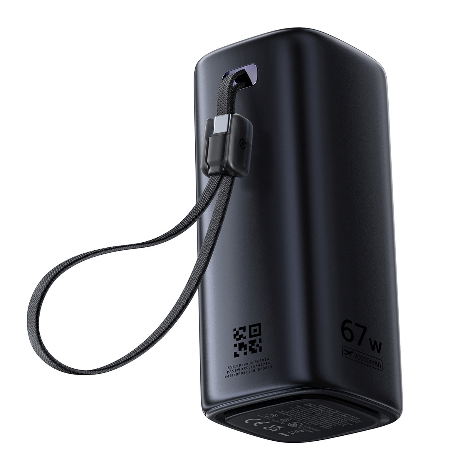 Powerbank 20000mah Usb-a Usb-c Su "wi-fi" 67w - Juodas
