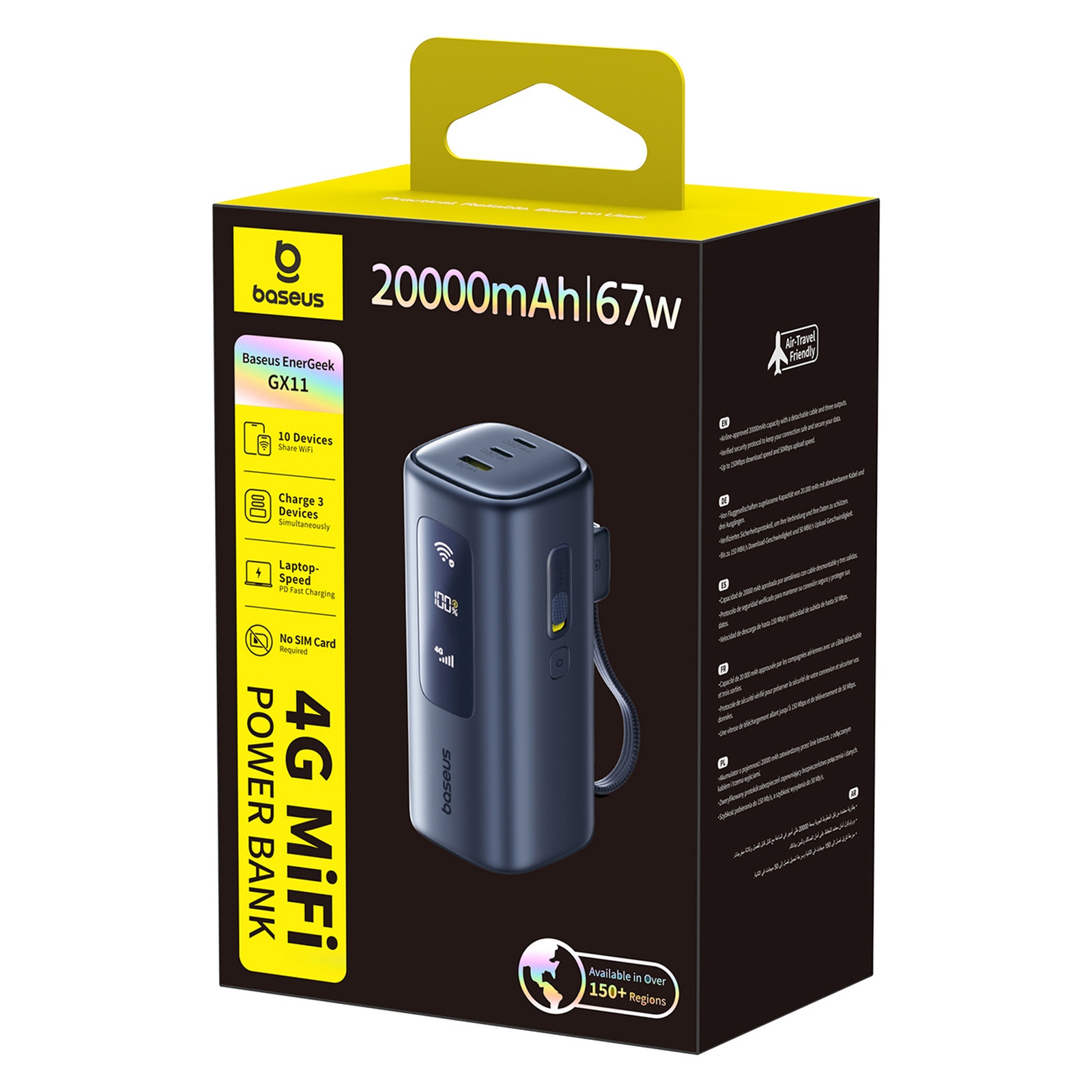 Powerbank 20000mah Usb-a Usb-c Su "wi-fi" 67w - Juodas