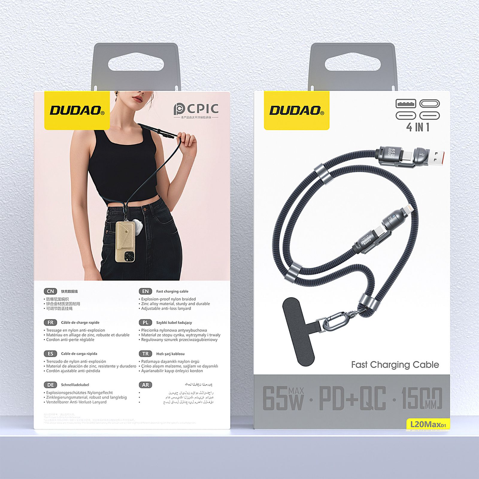 Kabelis Su Dirželiu 4in1 Usb-c Su "iphone Lightning" Usb-a Adapteriais - Mėlynas