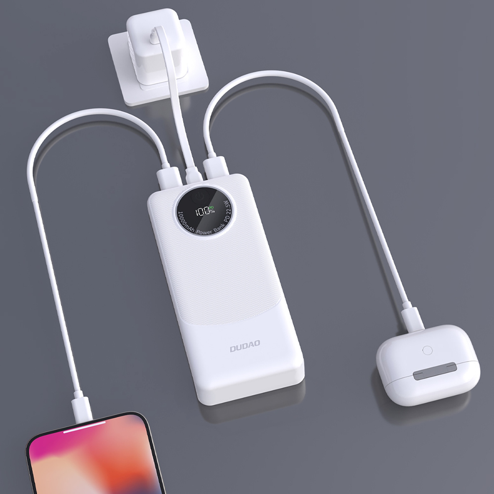 Powerbank K12pro 20000mah Usb-a Usb-c Pd 22,5w - Baltas