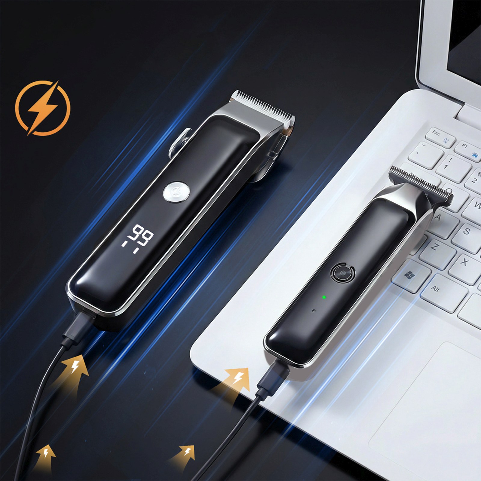 Plaukų Kirpimo Mašinėlė Su Trimeriu 7 Priedai Led Usb-c - Rinkinys