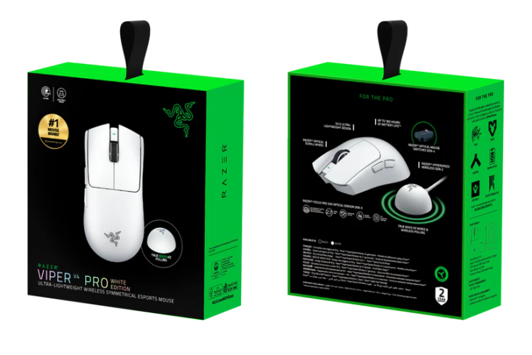 Razer Viper V4 Pro Belaidė žaidimų pelė RF Wireless, 50000 DPI, Balta