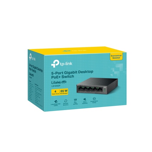 TP-Link LiteWave LS105GP 5-Port Gigabit Desktop Šakotuvas su 4-Port PoE+