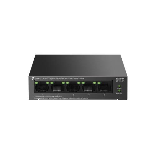 TP-Link LiteWave LS105GP 5-Port Gigabit Desktop Šakotuvas su 4-Port PoE+