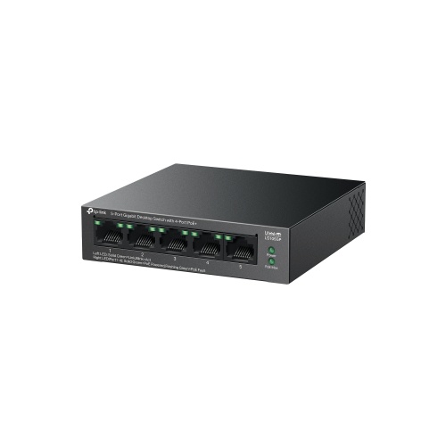 TP-Link LiteWave LS105GP 5-Port Gigabit Desktop Šakotuvas su 4-Port PoE+