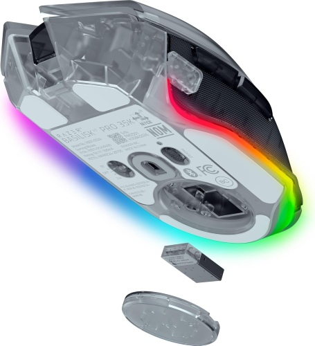 Razer Basilisk V3 Pro 35K Belaidė žaidimų pelė RF Wireless+Bluetooth+USB-A 35000 DPI, Phantom White