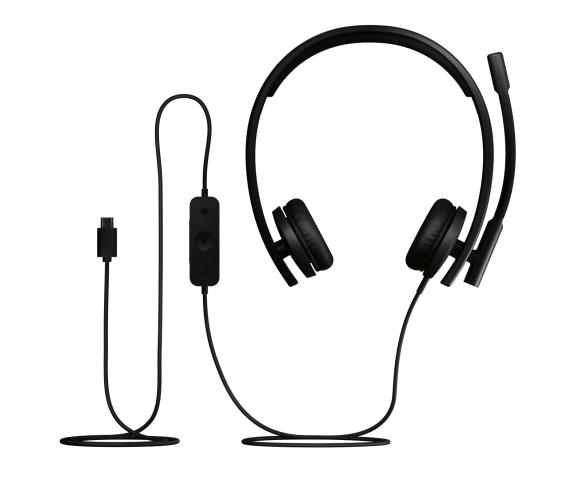 Logitech H570e Stereo MS Teams Laidinės ausinės USB-C, Juoda