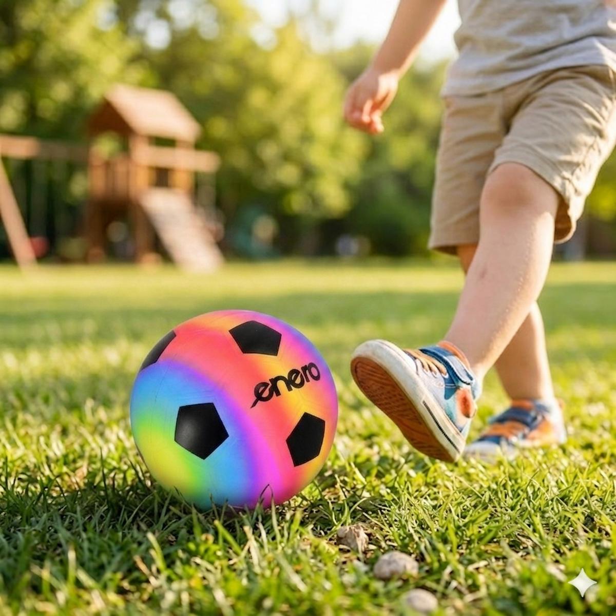 Vaivorykštinis Vinilinis Futbolo Kamuolys 23cm 200g Enero