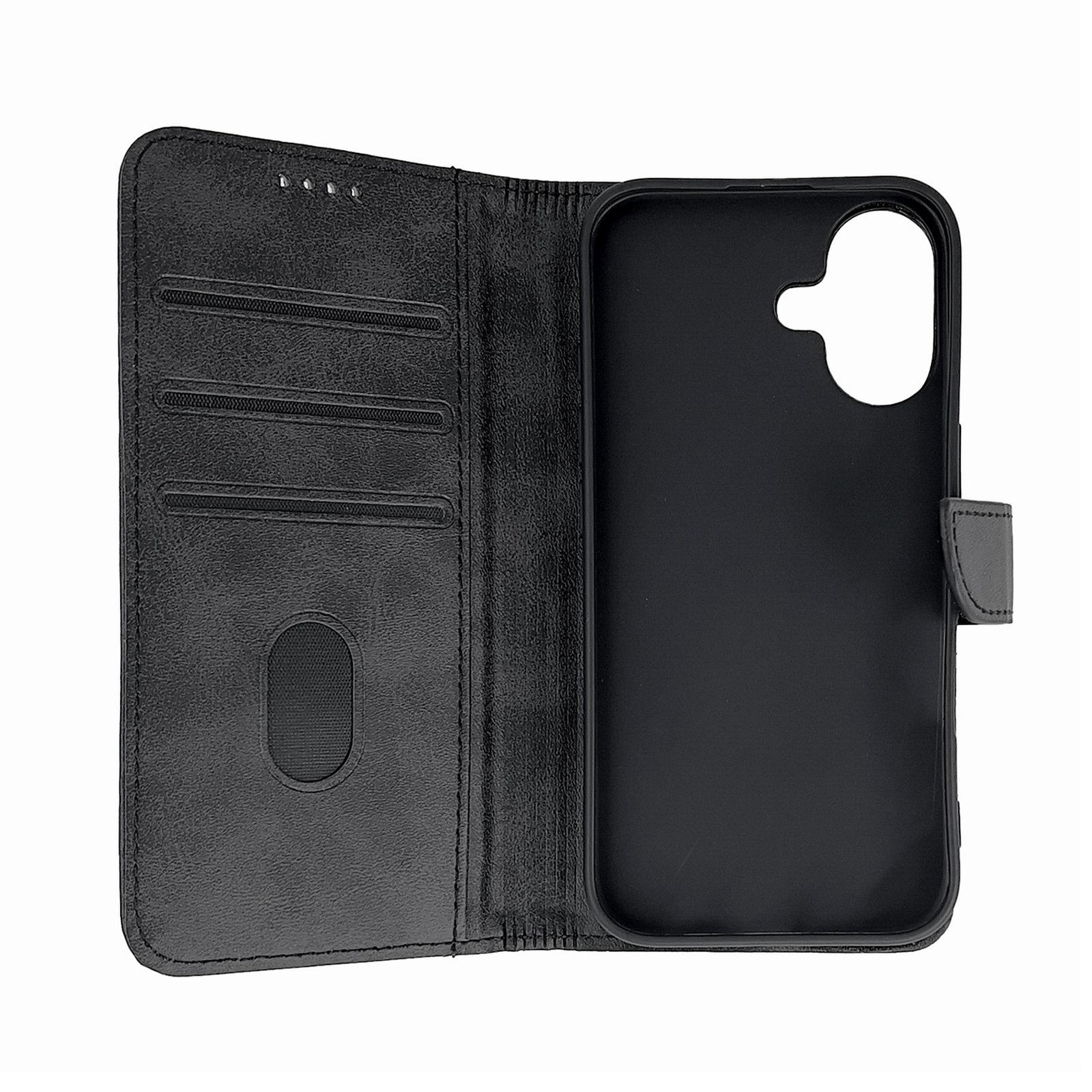 „iphone 16“ Odinis Dėklas „leather Book Case“ – Juodas
