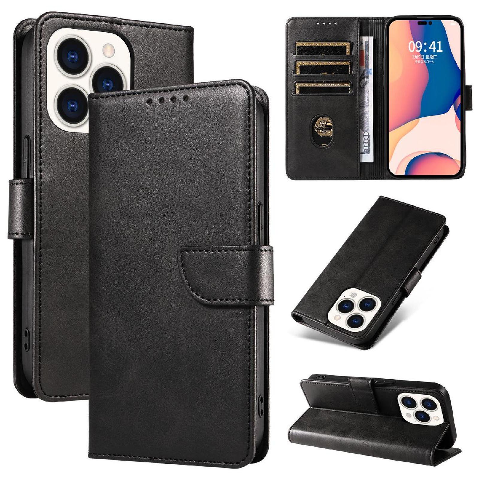 „iphone 16 Pro“ Odinis Dėklas „leather Book Case“ – Juodas