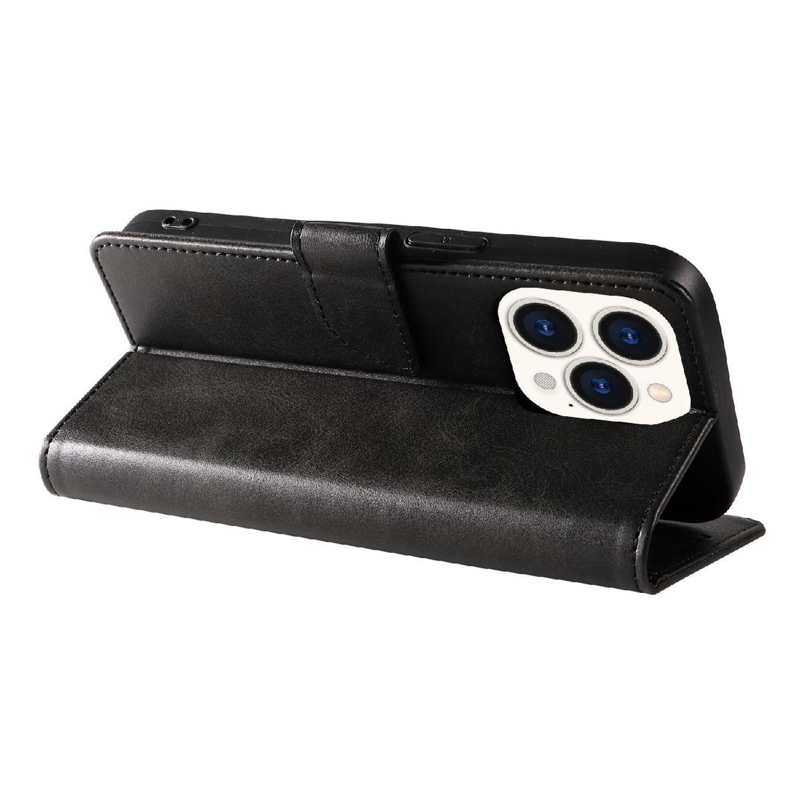„iphone 16 Pro“ Odinis Dėklas „leather Book Case“ – Juodas