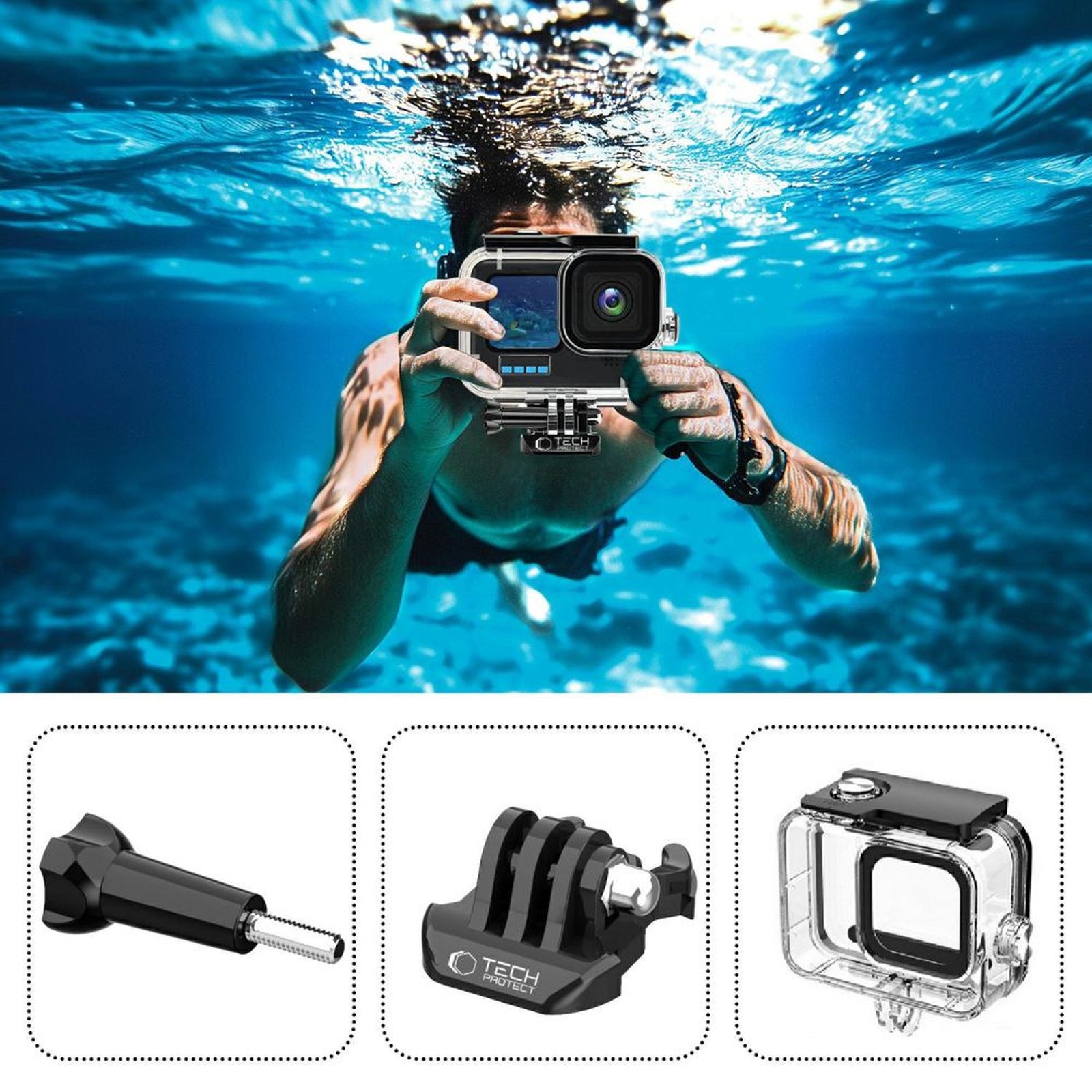 Neperšlampamas Dėklas Sportinei Kamerai „gopro Hero 9 / 10 / 11 / 12“ – Skaidrus