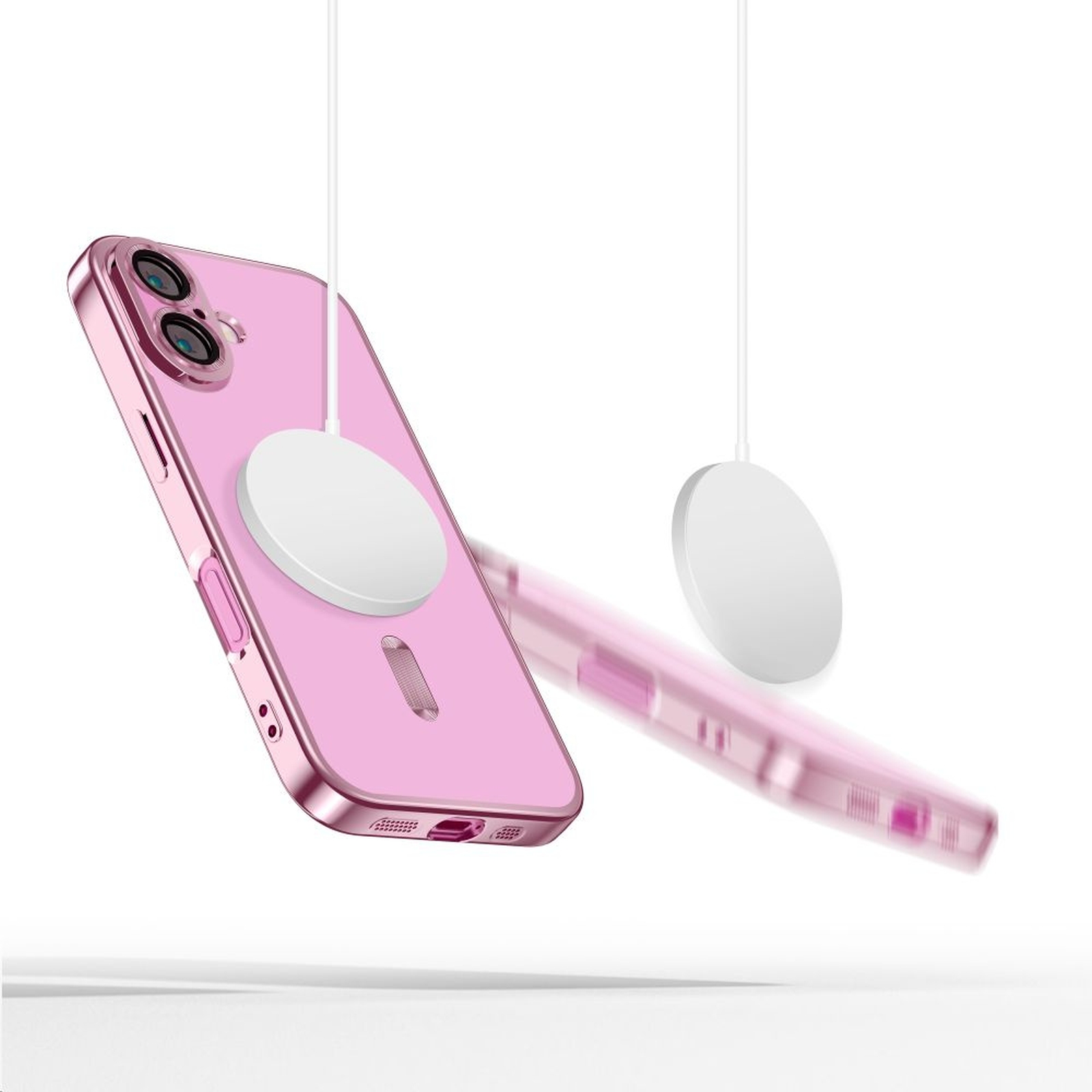 „iphone 16“ Dėklas „magflex Magsafe“ – Permatomas Rožinis