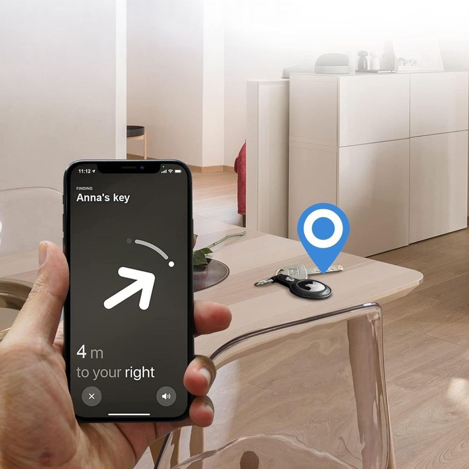 „apple Airtag 1 / 2 Naturalfit“ Raktų Pakabukas-dėklas – Juodas
