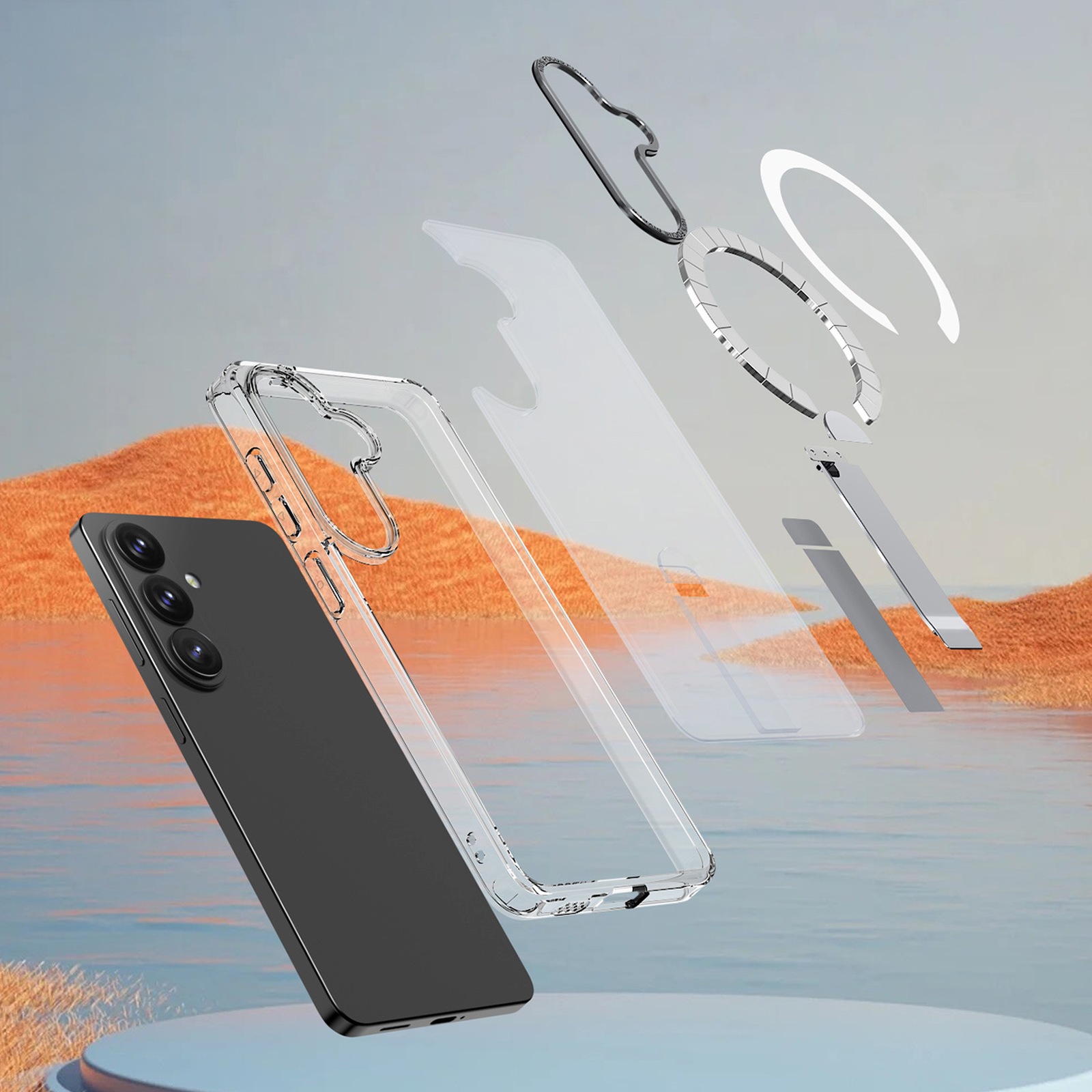 „samsung Galaxy S26 Plus“ Dėklas Su Stovu „hybrid Armor X Magsafe“ – Skaidrus