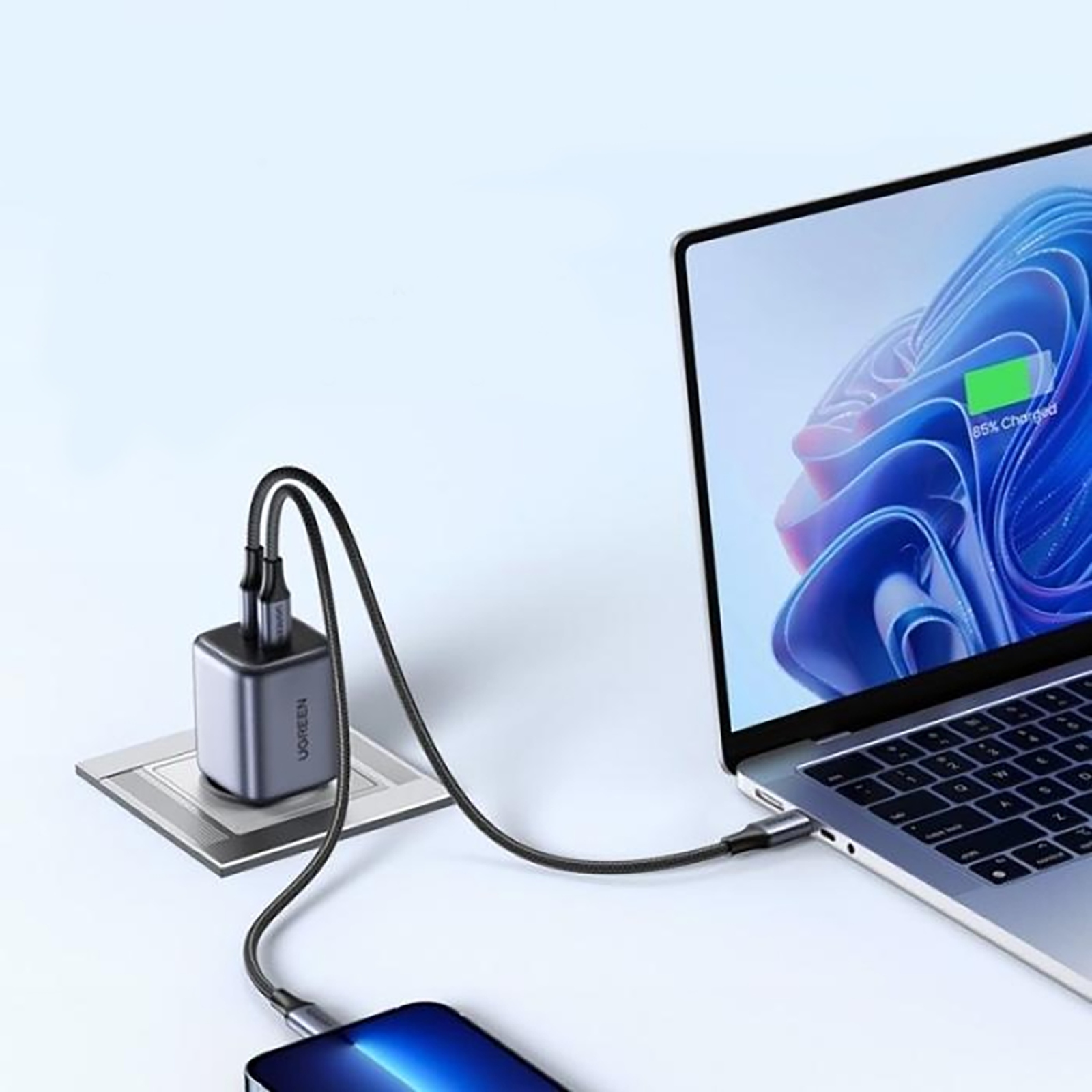 Usb-a Ir Usb-c 45 W Gan „nexode N Series X525“ Tinklinis įkroviklis – Juodas