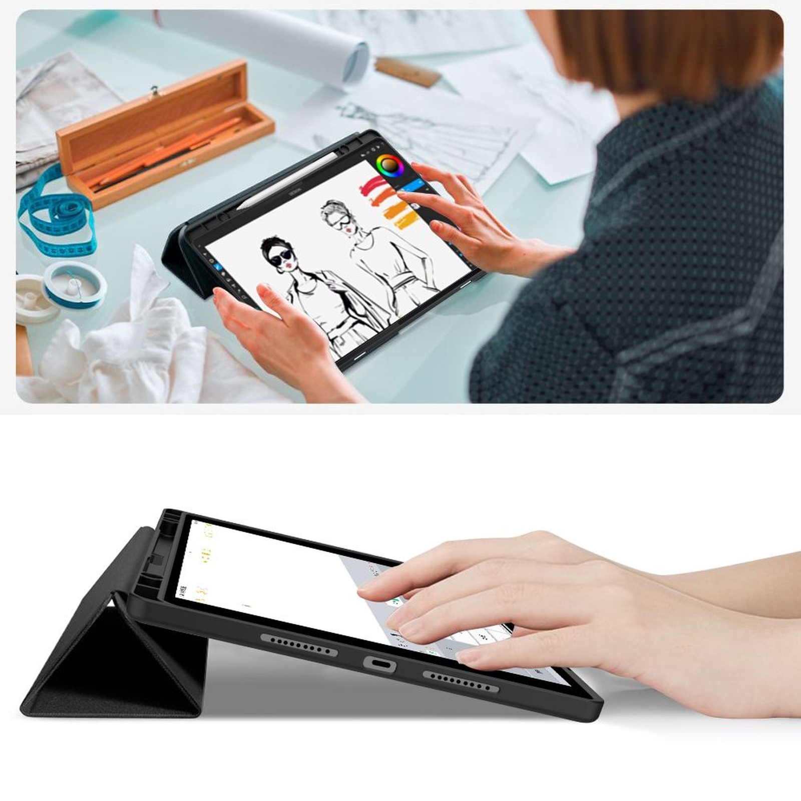 „lenovo Idea Tab Plus 12.1 Tb-361 Smartcase“ Dėklas – Juodas