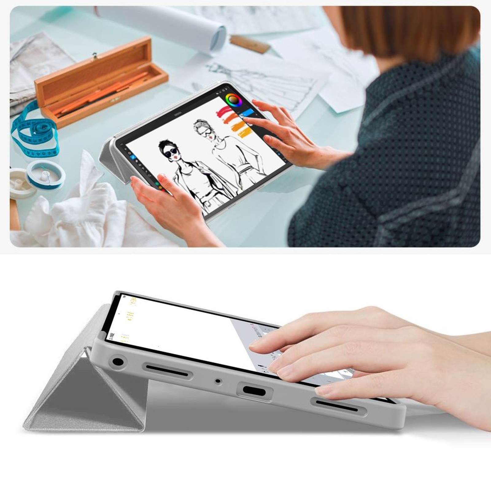 „samsung Galaxy Tab A9+ / A11+ Plus 11.0“ Dėklas „smartcase“ – Pilkos Spalvos