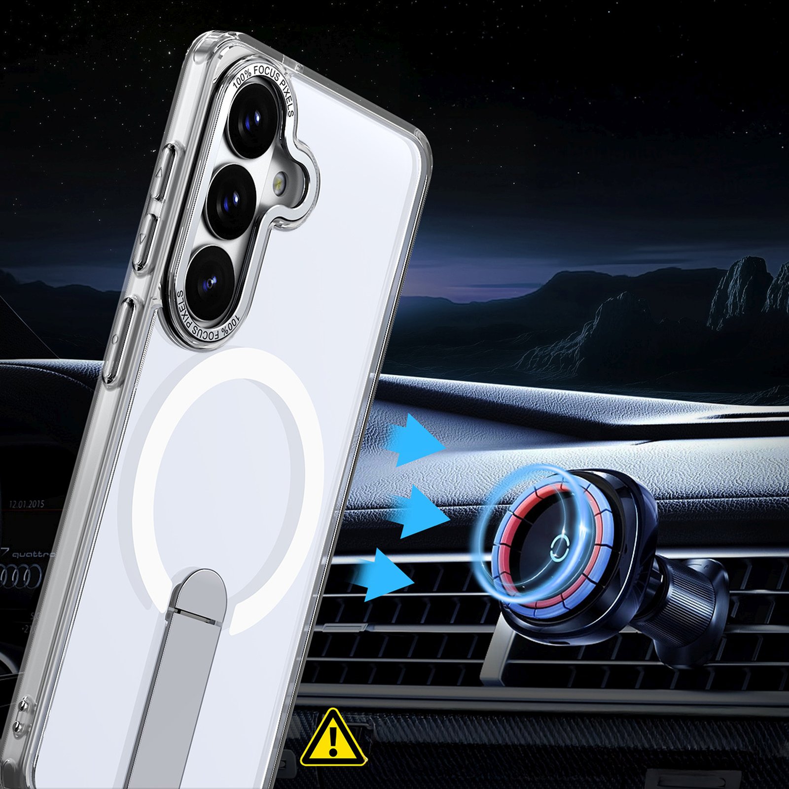 „samsung Galaxy A57“ Dėklas Su Stovu „hybrid Armor X Magsafe“ – Skaidrus