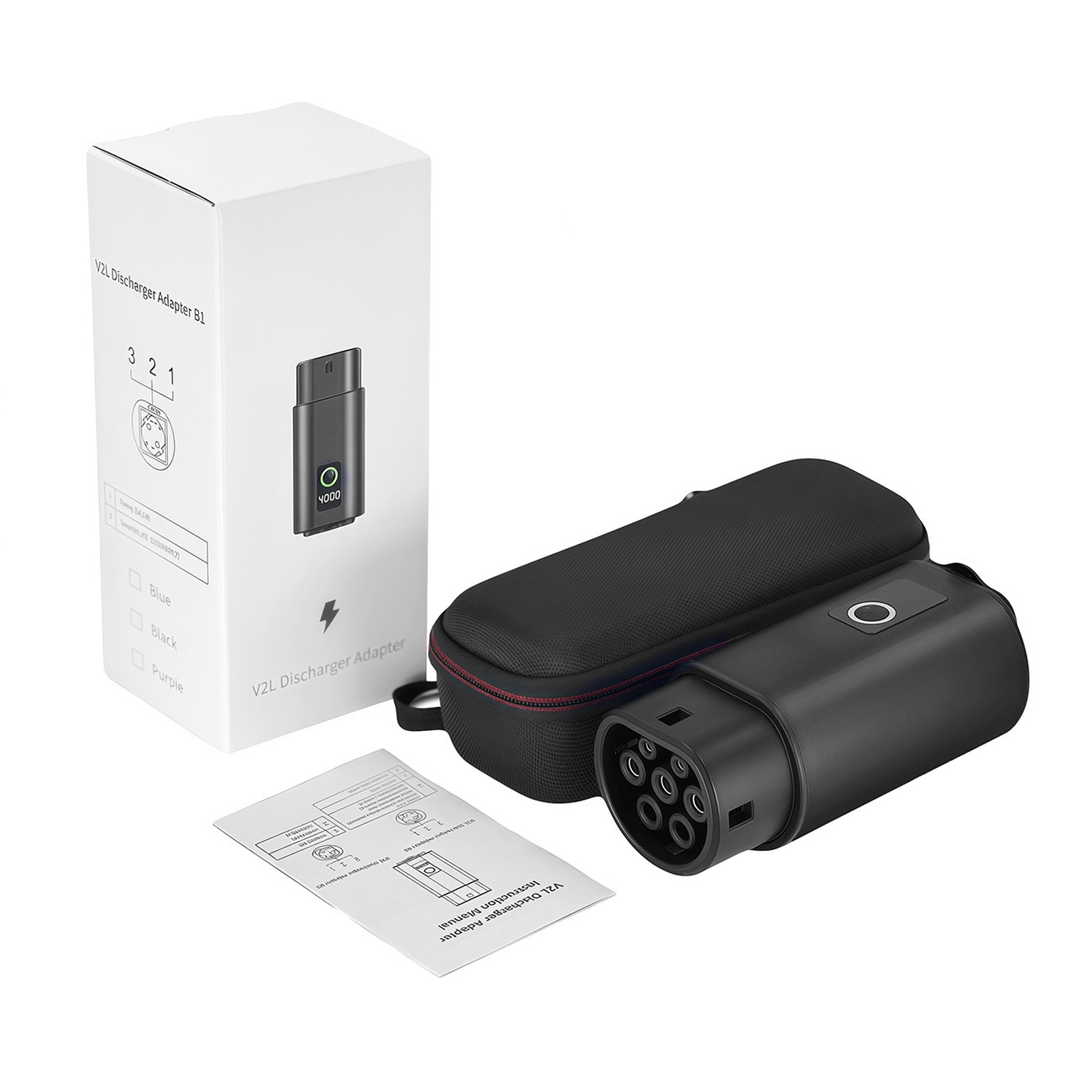 V2l Type 2 – Schuko 3500 W Adapteris Su Galios Rodikliu, Skirtas Elektromobiliams