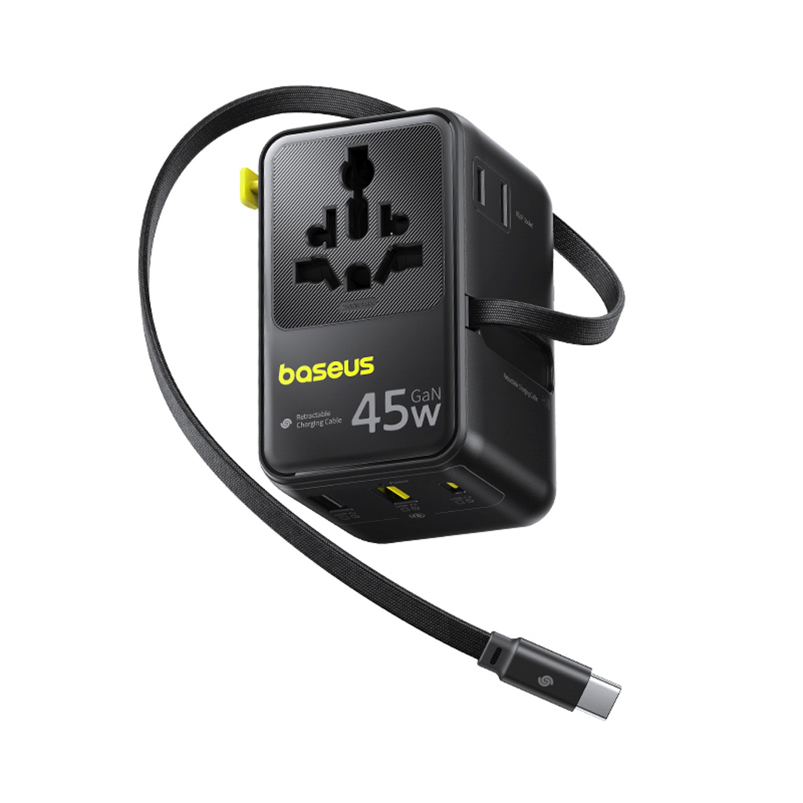 6-in-1 Kelioninis Adapteris Su Susukamu Usb-c Kabeliu, 45 W – Juodas