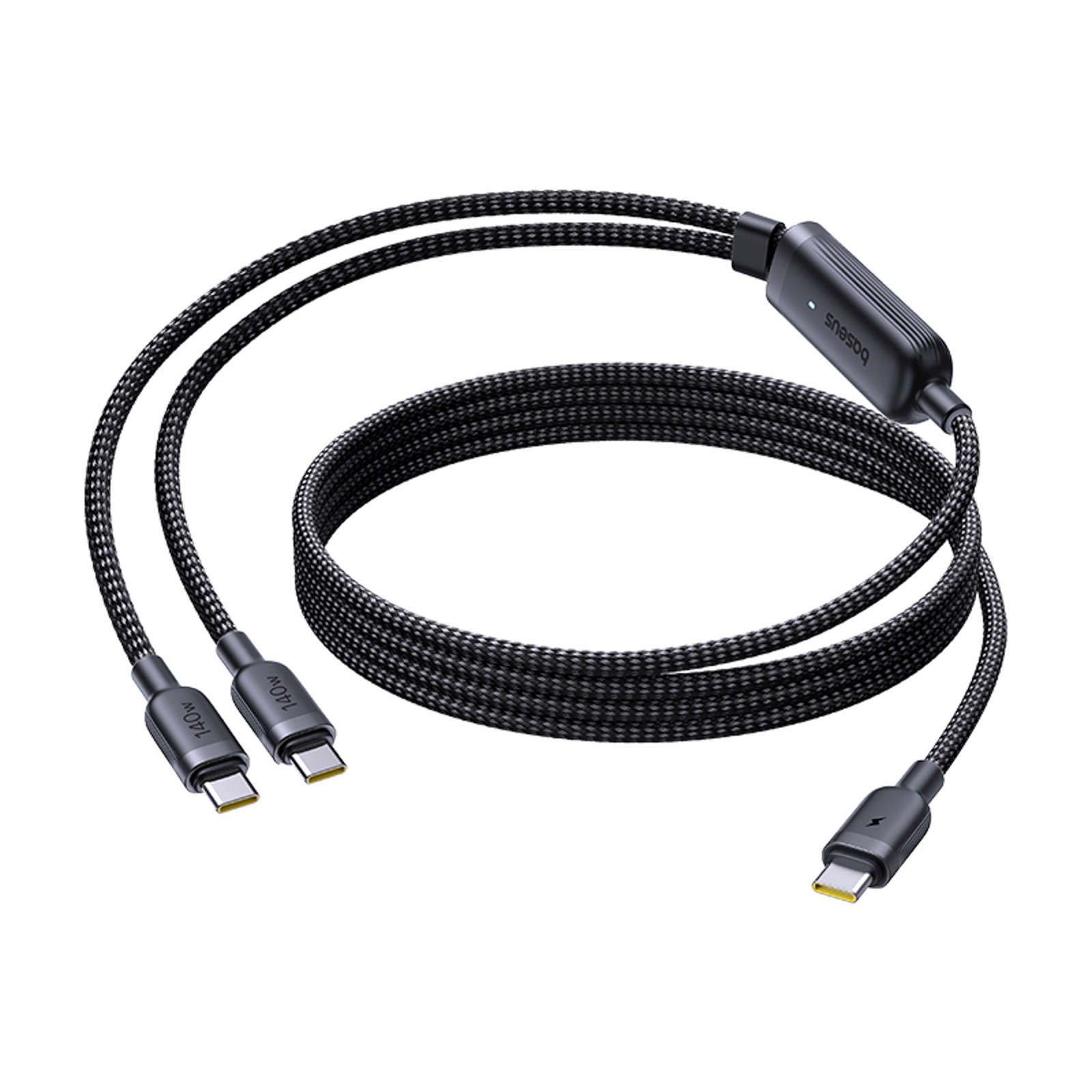 2-in-1 Usb-c – 2x Usb-c 140 W 1,5 M Kabelis – Juodas