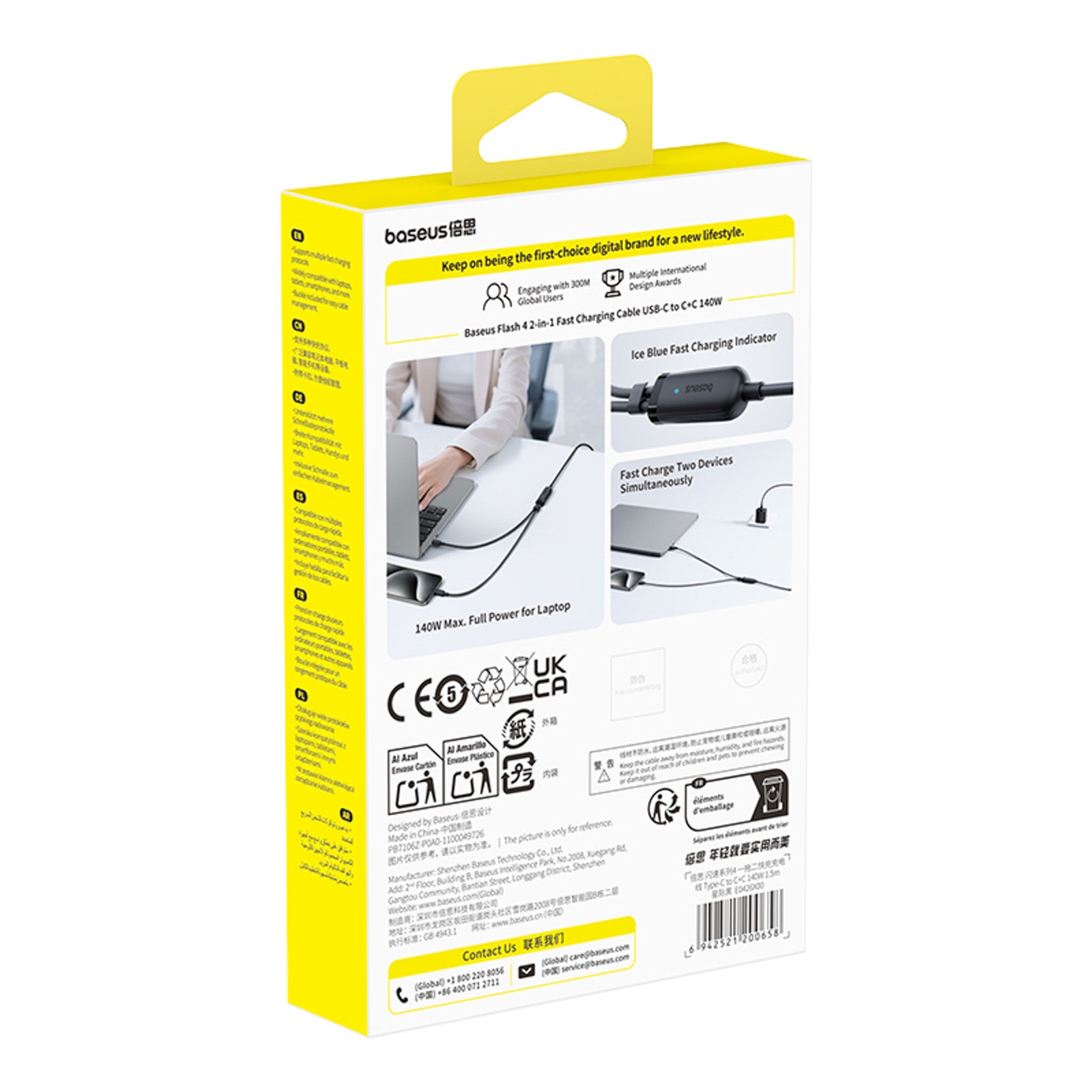 2-in-1 Usb-c – 2x Usb-c 140 W 1,5 M Kabelis – Juodas