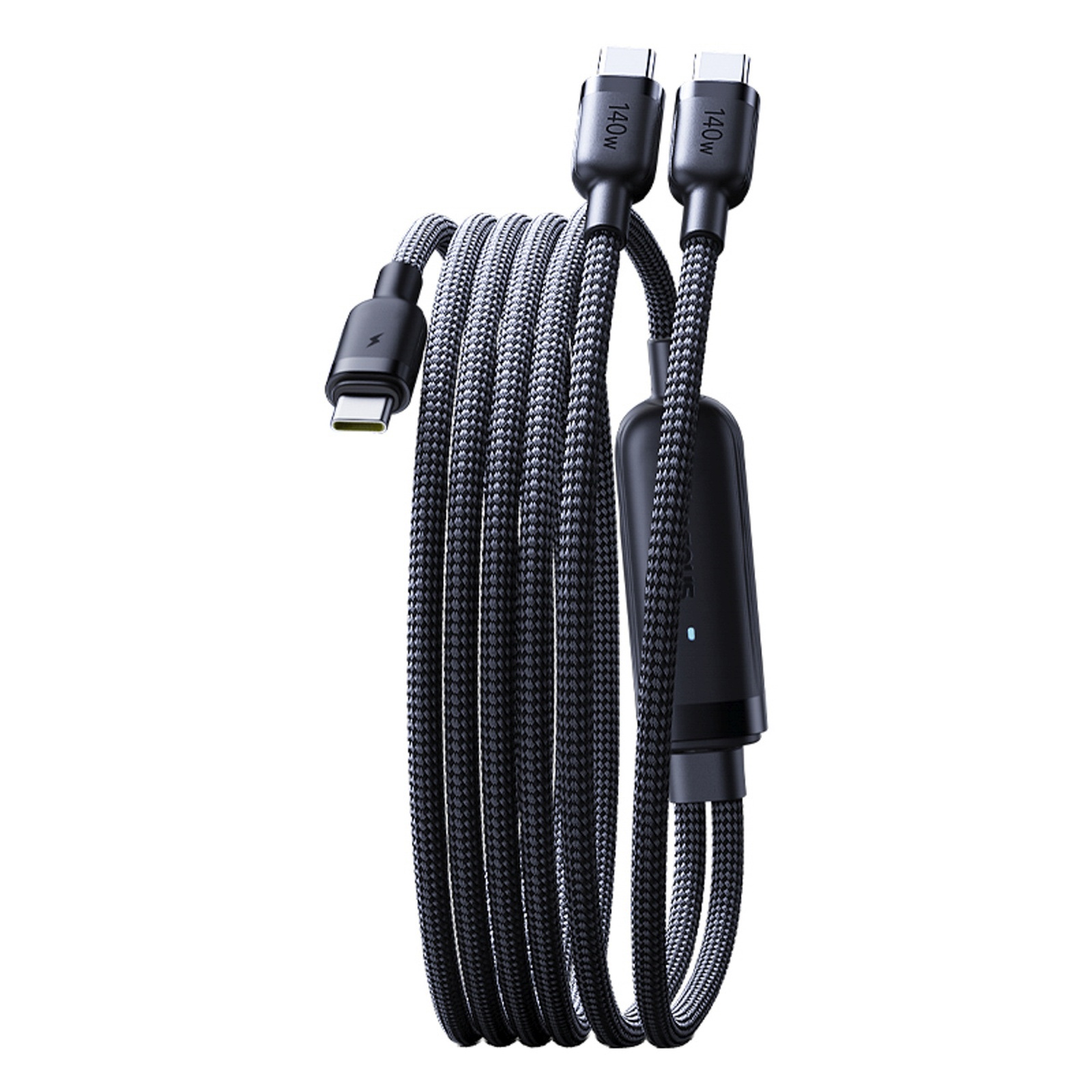 2-in-1 Usb-c – 2x Usb-c 140 W 1,5 M Kabelis – Juodas