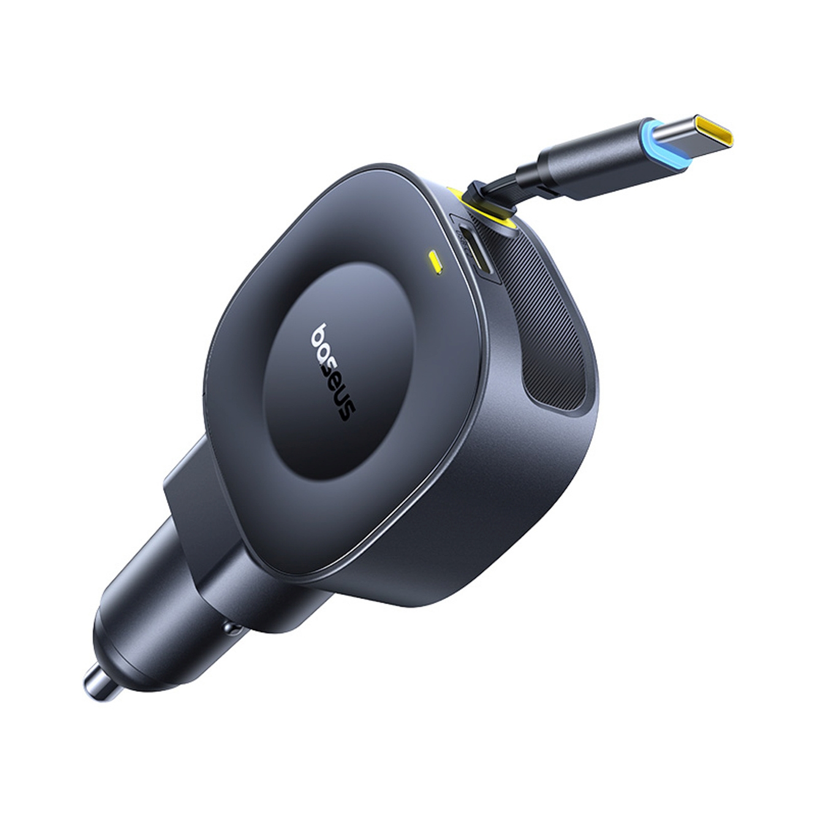 Automobilinis Usb-c įkroviklis Su Susukamu Usb-c Kabeliu, 30 W – Juodas