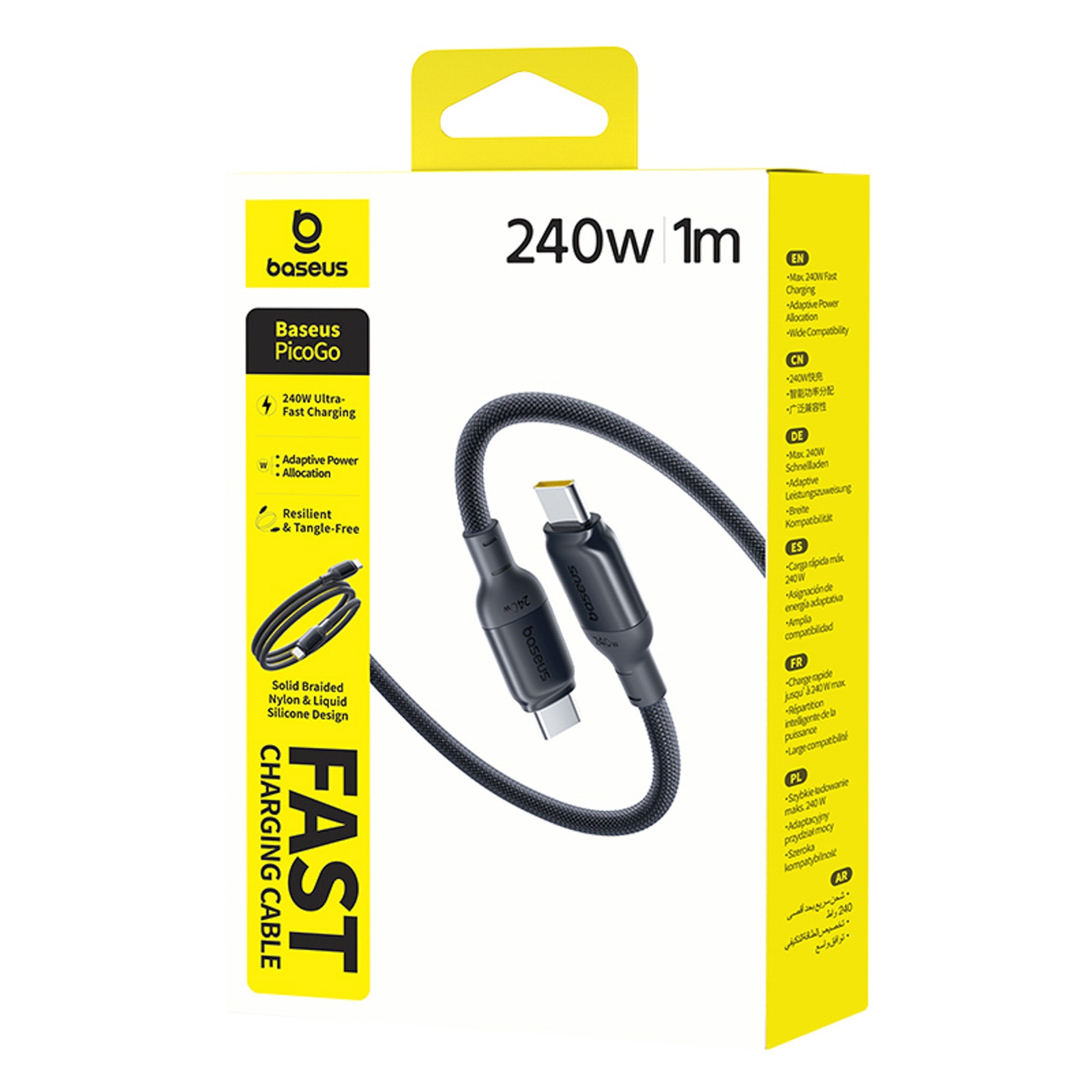 Usb-c Laidas „picogo Fast Charging“ 240 W, 1 M – Juodas