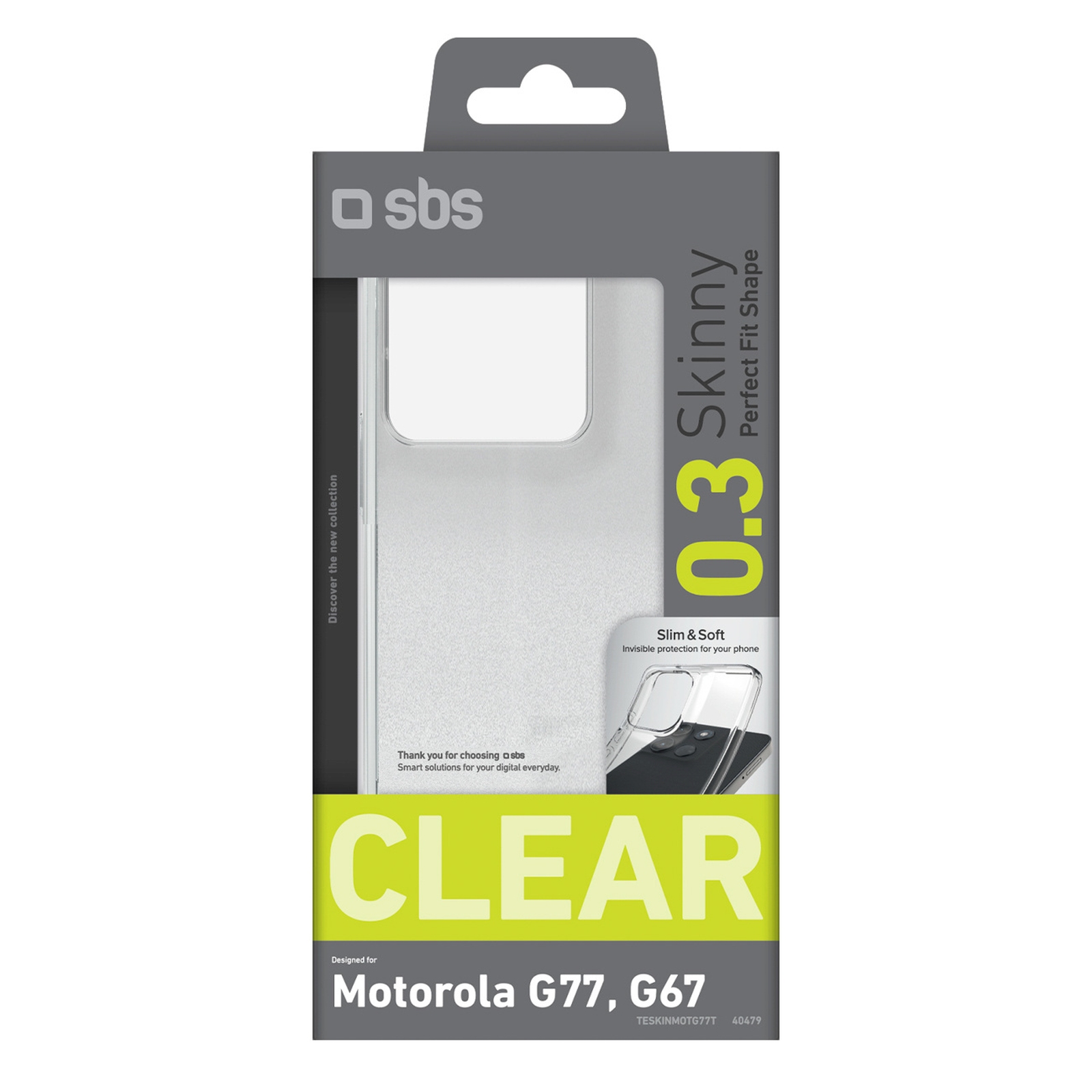 „motorola Moto G77 Skinny Cover“ Dėklas – Skaidrus