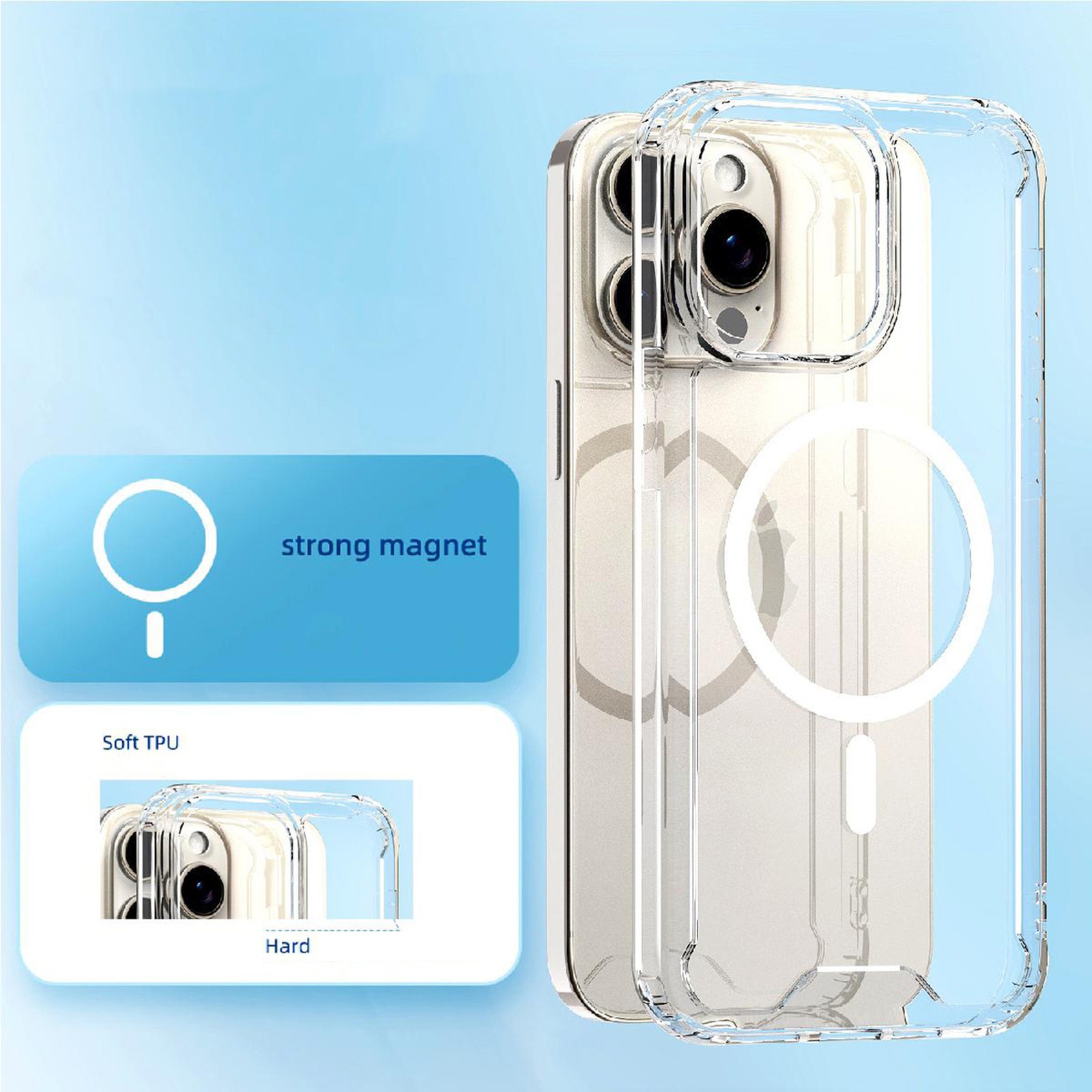 „iphone 16 Pro“ Dėklas „clear Corner Case Magsafe“ – Skaidrus
