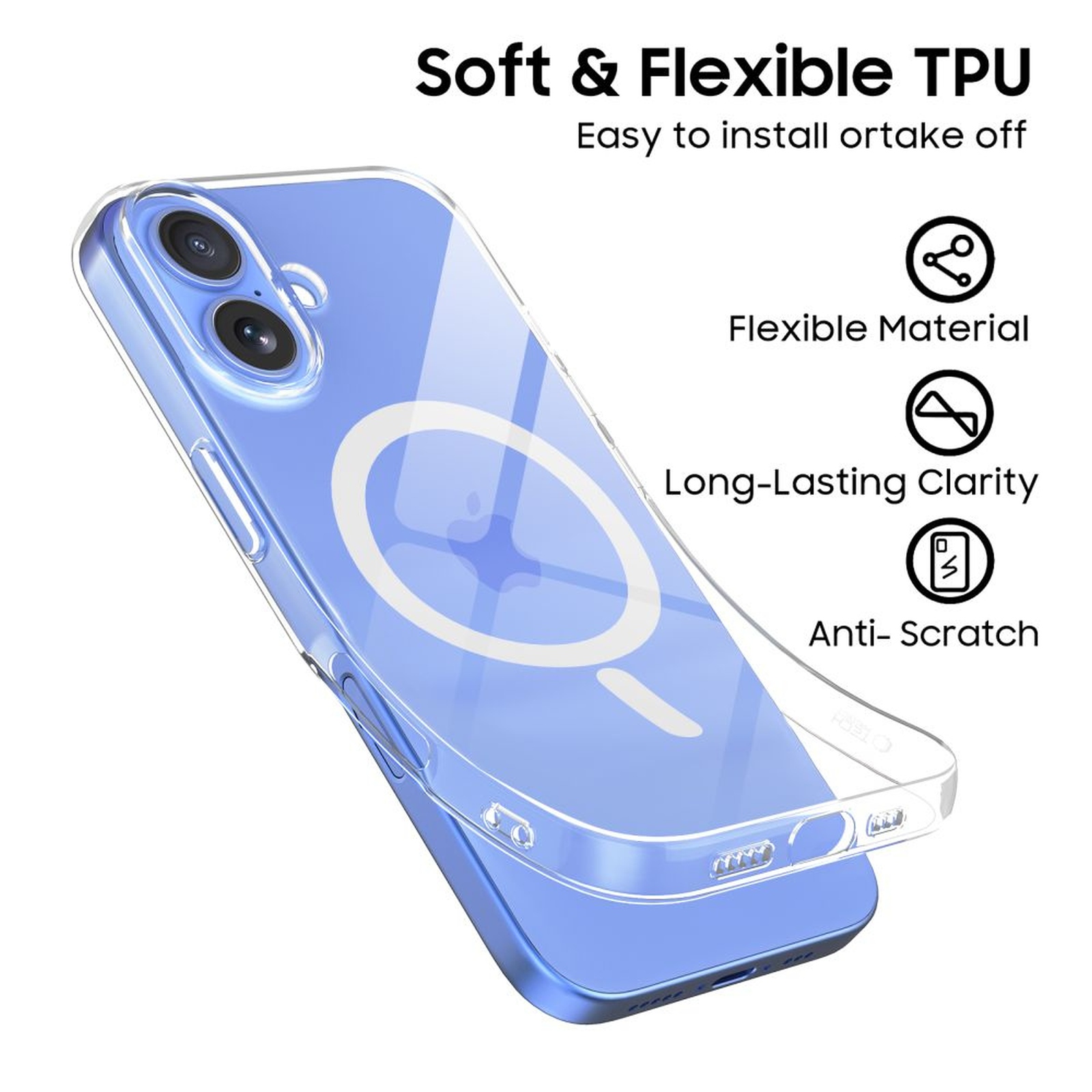 „iphone 16 Flexair Magsafe“ Dėklas – Skaidrus