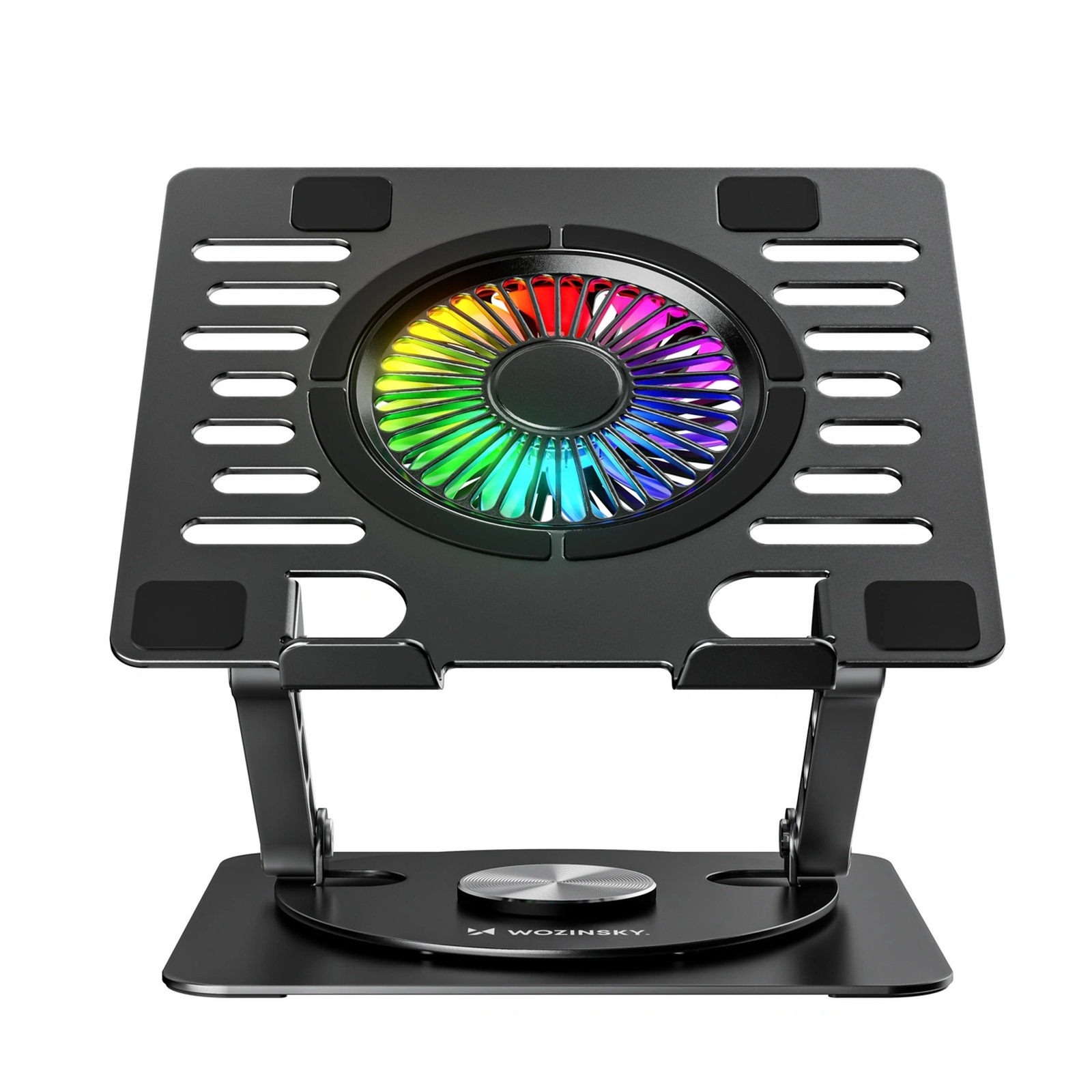 360° Pasukamas Aušinimo Stovas Nešiojamajam Kompiuteriui Ir Planšetiniam Kompiuteriui Su Rgb Apšvietimu – Juodas