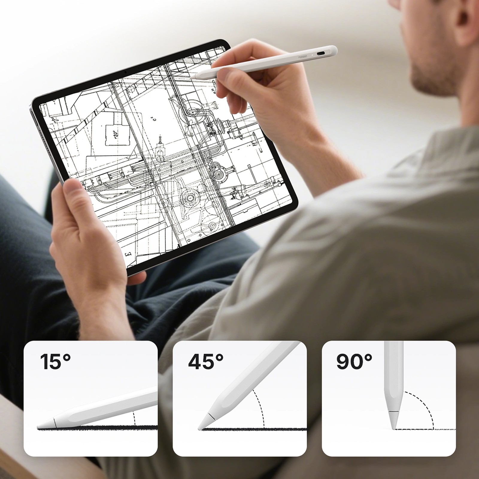 „ipad Pencil A8“ Rašiklis – Baltas